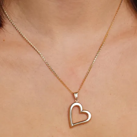 Złota Zawieszka Duże Serce Konturowane