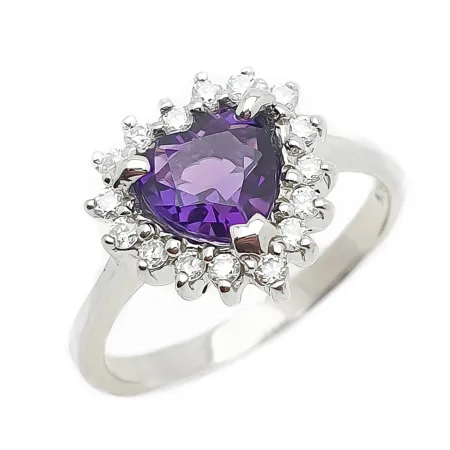 SREBRNY PIERŚCIONEK NATURALNY AMETYST PRÓBA 925