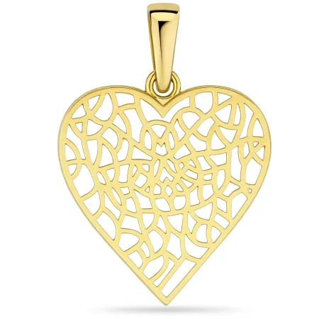 Złota Zawieszka Duże Ażurowe Serce
