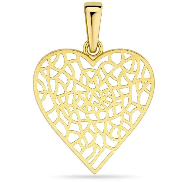 Złota Zawieszka Duże Ażurowe Serce