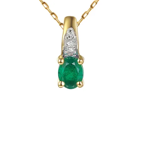 Złota Zawieszka 585 Szmaragd i Diamenty 