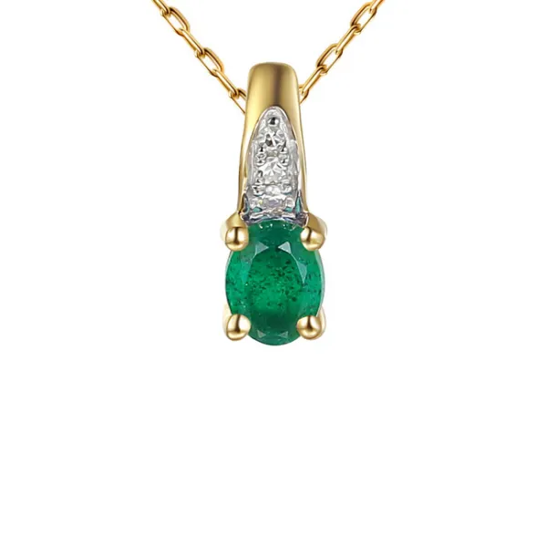 Złota Zawieszka 585 Szmaragd i Diamenty 