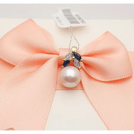 Zawieszka 585 Perła Szafir Diamenty na Prezent