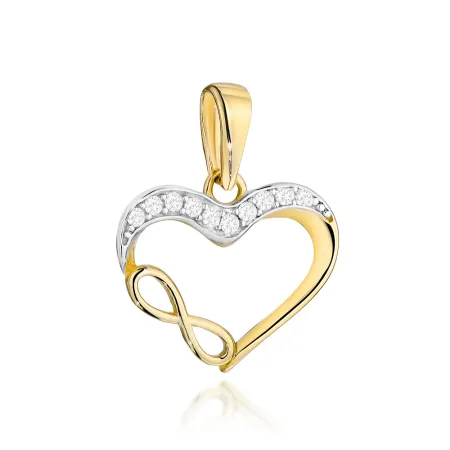 Złota Zawieszka 585 Serce Nieskończoność Cyrkonie
