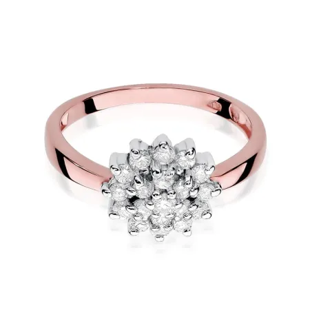 Złoty 585 Pierścionek Brylanty Różowe Złoto 