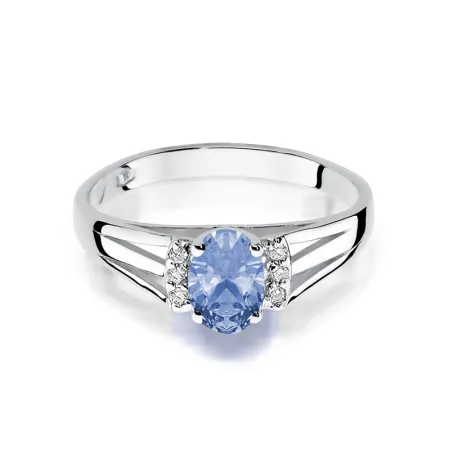 Złoty Pierścionek 585 Zaręczynowy Tanzanit Brylant