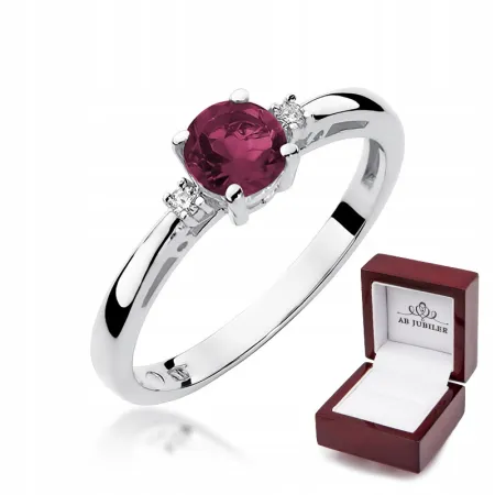Pierścionek w Białym Złocie Rubin 0,60ct Brylanty