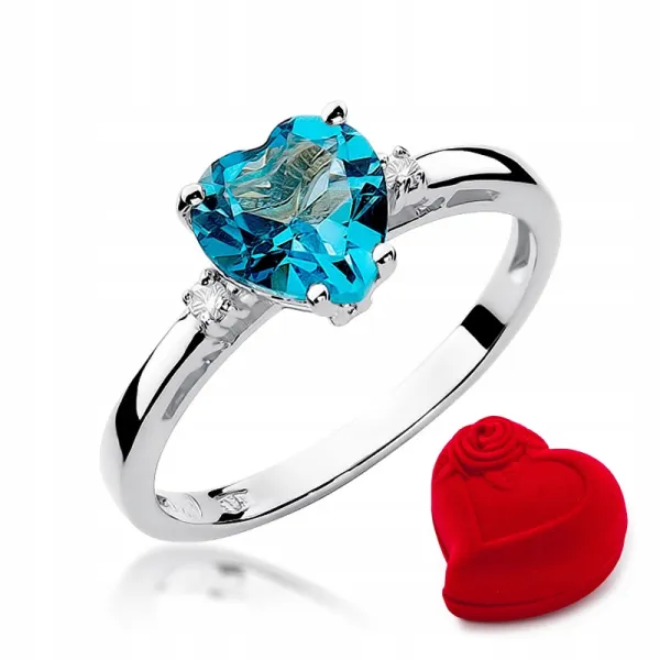 Pierścionek Zaręczynowy 585 Serce Topaz 1,20ct