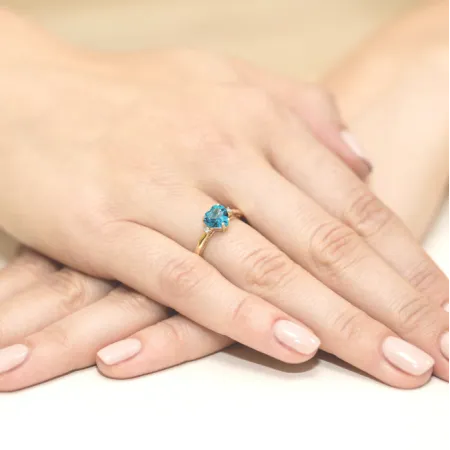 Pierścionek Zaręczynowy 585 Serce Topaz 1,20ct