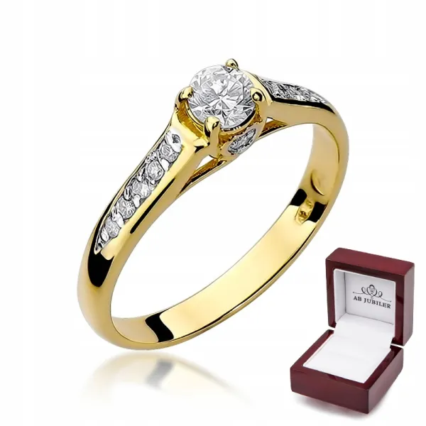 Złoty Elegancki Pierścionek z Brylantami 0.33 ct