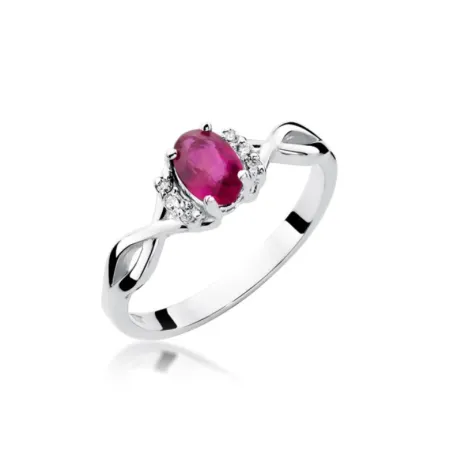 Złoty Elegancki Pierścionek Rubin 0,60ct Brylanty