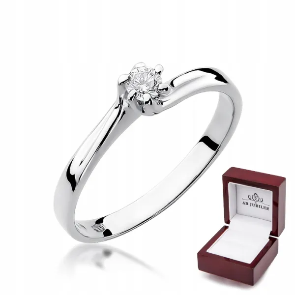 Pierścionek 585 Zaręczynowy Białe Złoto Brylant