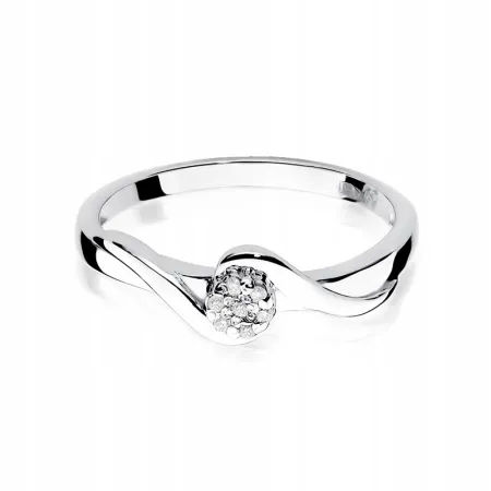 Elegancki 585 Pierścionek Białe Złoto z Brylantami