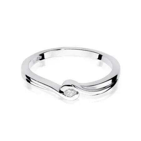 Złoty Delikatny 14K Pierścionek z Brylantem