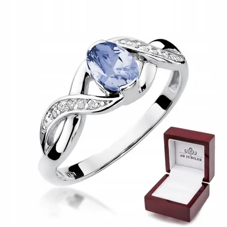 Pierścionek 585 Zaręczynowy Białe Złoto Tanzanit