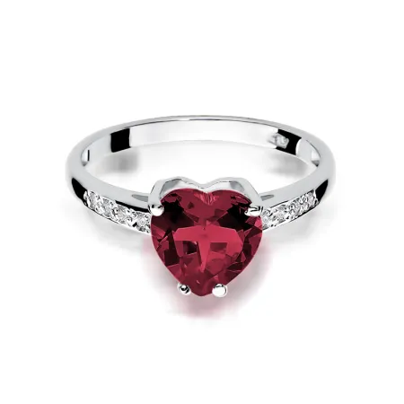 Złoty Pierścionek 585 Serce Rubin 1,70CT Brylant