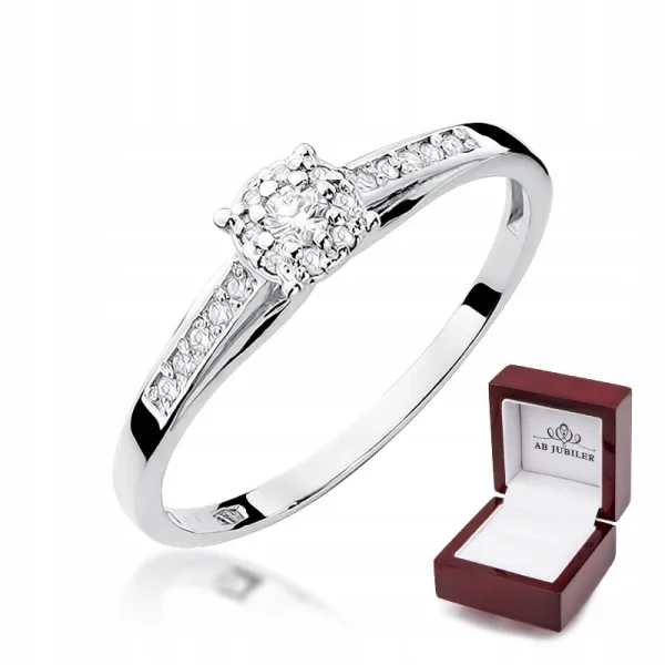 Pierścionek Brylant Białe Złoto Idealny na Prezent