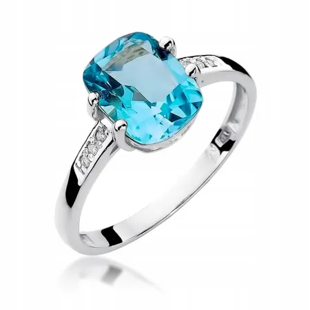 Złoty 585 Pierścionek Topaz 2,40ct i Brylanty