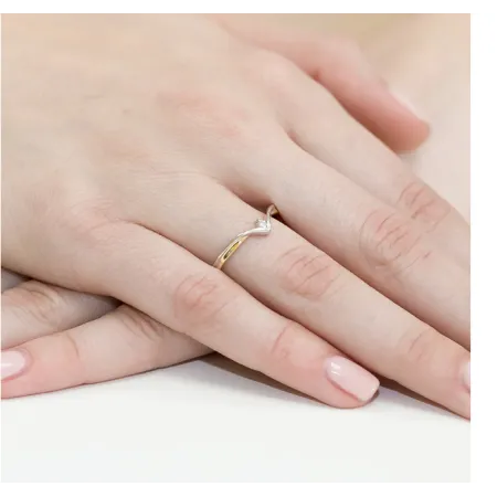 Pierścionek Zaręczynowy Żółto Białe Złoto Brylant