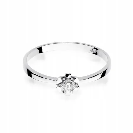 Złoty 585 Pierścionek Zaręczynowy Brylant Grawer