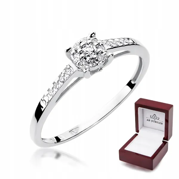 Pierścionek Brylant Białe Złoto Próba 585 Grawer