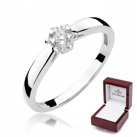 Zaręczynowy Pierścionek 585 Białe Złoto Brylanty