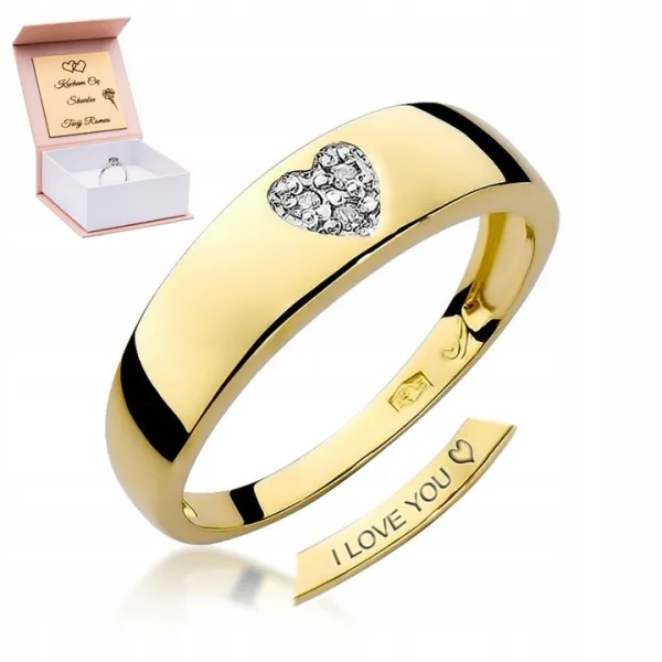 Pierścionek 585 Zaręczynowy Serce Brylanty GRAWER