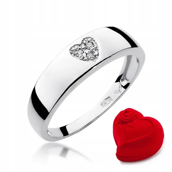 Pierścionek Zaręczynowy Serce Brylanty Białe Złoto