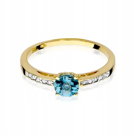 Pierścionek Zaręczynowy Topaz Brylanty Białe Złoto