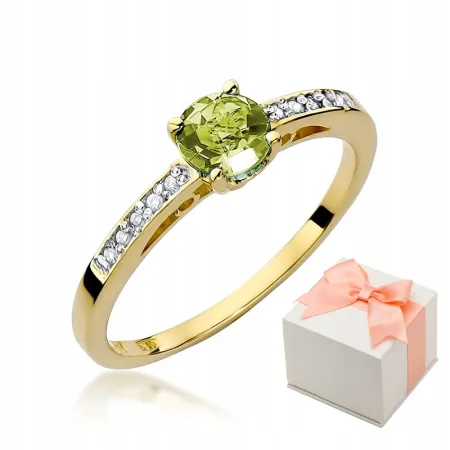 Złoty 14K Pierścionek Oliwin Brylanty na Prezent 