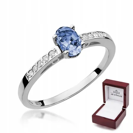 Pierścionek 585 Zaręczynowy Tanzanit Białe Złoto