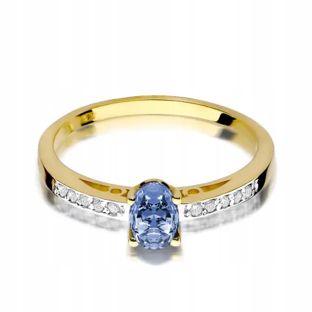 Pierścionek 585 Zaręczynowy Tanzanit Białe Złoto