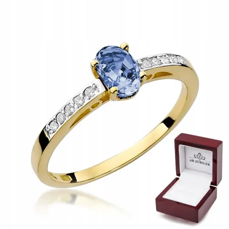 Złoty Pierścionek Zaręczynowy Tanzanit na Prezent