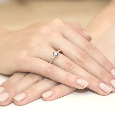 Złoty Pierścionek Zaręczynowy Tanzanit na Prezent