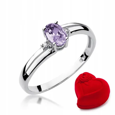 Pierścionek 14K Zaręczynowy Tanzanit Białe Złoto