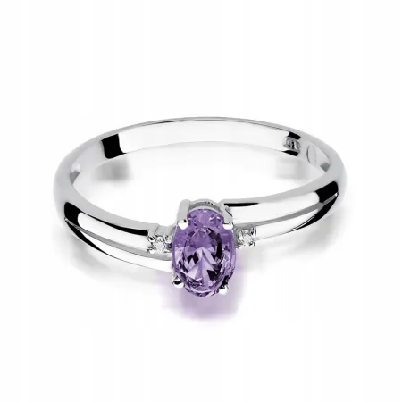 Złoty 585 Pierścionek Zaręczynowy Tanzanit Diament