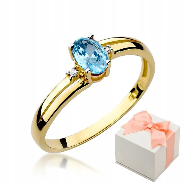 Pierścionek Zaręczynowy Topaz Brylanty Próba 585