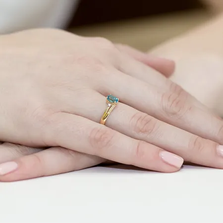 Pierścionek Zaręczynowy Topaz Brylanty Próba 585