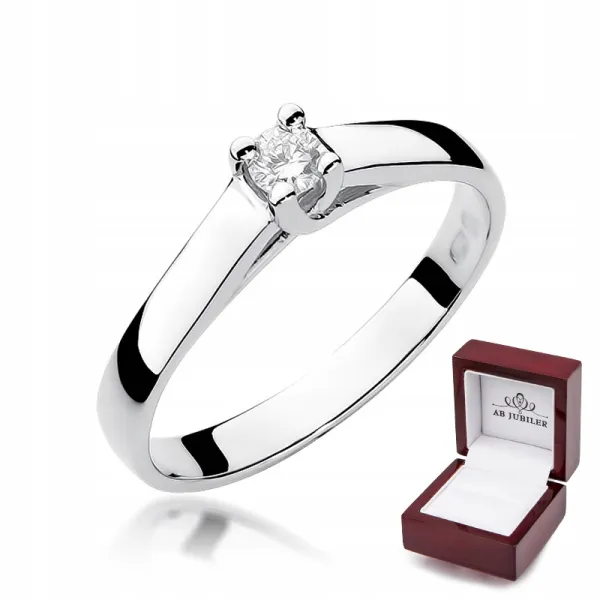 Pierścionek 585 Zaręczynowy Brylant Białe Złoto