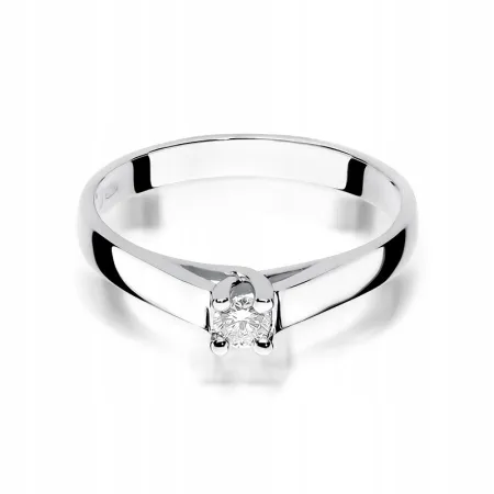 Pierścionek 585 Zaręczynowy Brylant Białe Złoto