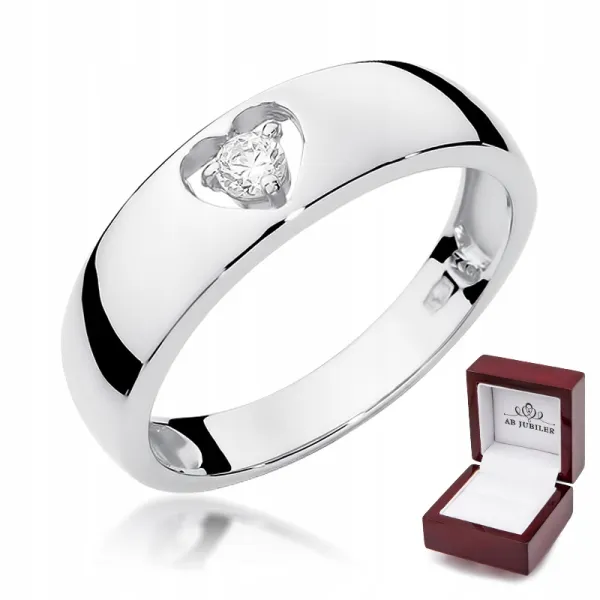 Pierścionek Zaręczynowy Serce Brylant Białe Złoto