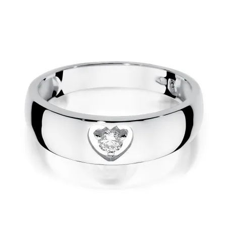 Pierścionek Zaręczynowy Serce Brylant Białe Złoto