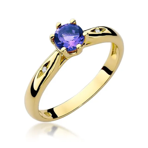 Pierścionek 14K Zaręczynowy Tanzanit Diamenty