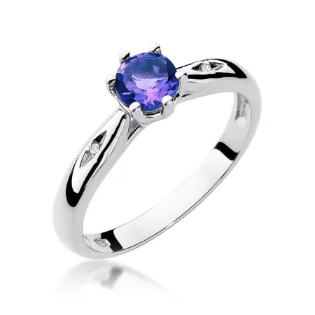 Pierścionek 14K Zaręczynowy Tanzanit Diamenty