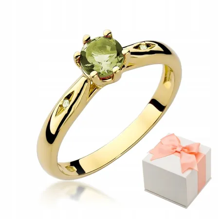 Złoty 14K Pierścionek Zaręczynowy Oliwin Diamenty