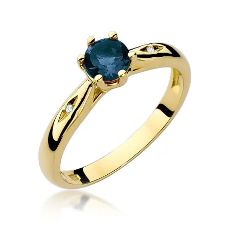 Pierścionek Szafir Diamenty Białe Złoto Próba 585