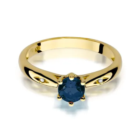 Pierścionek Szafir Diamenty Białe Złoto Próba 585