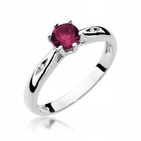 Pierścionek Zaręczynowy Rubin Diamenty Próba 585