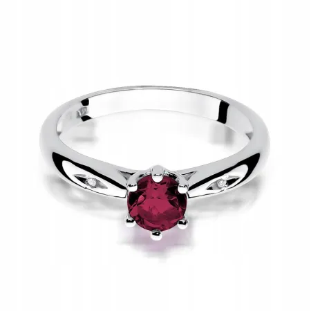 Pierścionek Zaręczynowy Rubin Diamenty Próba 585