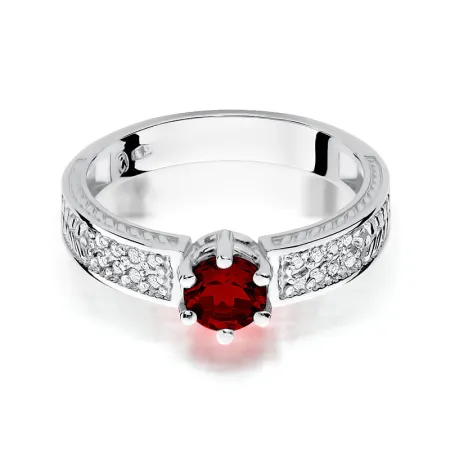 Pierścionek w Białym Złocie Rubin Brylanty pr 585
